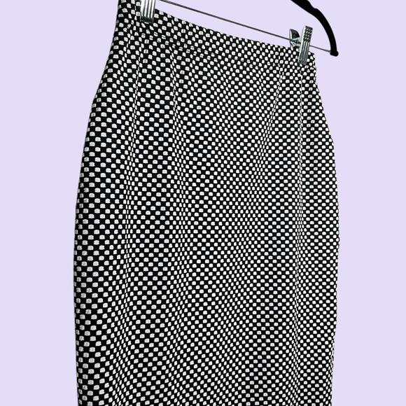 Mod Retro Inspired Black White Avant Basic Checkered Midi Skirt Size 8 - Picture 3 of 6